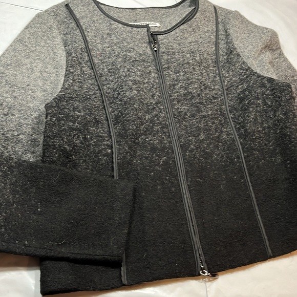 CARDUCCI Black gray hombre wool full double Zipper Sweater JACKET rounded neck L - Picture 13 of 13